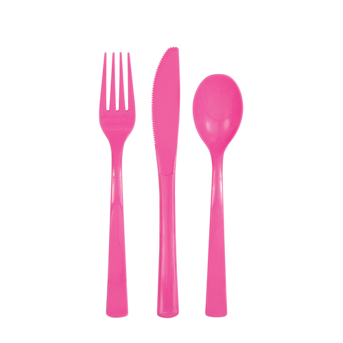 Hot Pink Cutlery 18 Pack