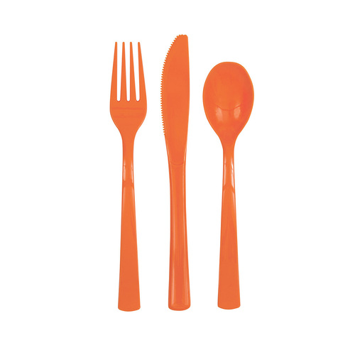 Pumpkin Orange Cutlery  Assorted 18 Pack