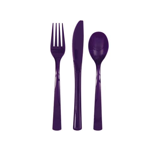 Deep Purple Assorted Reusable Cutlery 18 Pack