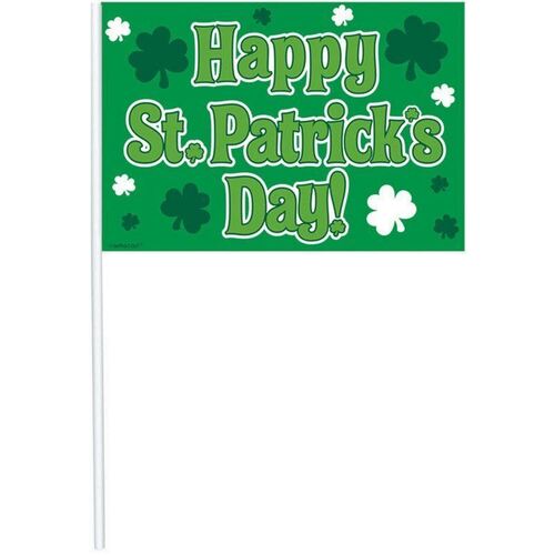 St Patrick's Day Multipack Flags -Plastic 12 Pack