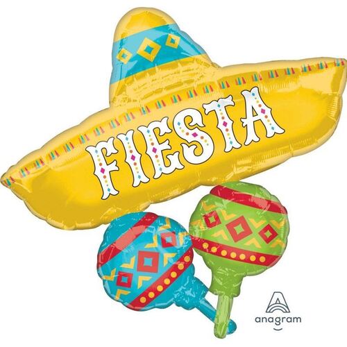 SuperShape Papel Picado Fiesta Hat Cluster Foil Balloon