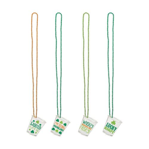 St Patrick's Shot Glass Necklaces 4 Pack