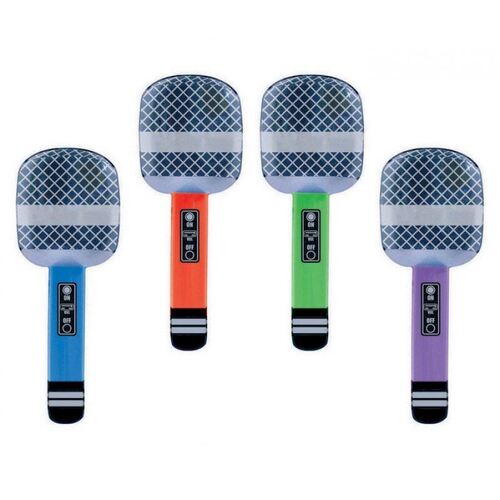 Inflatable Microphones Assorted Colours 4 Pack