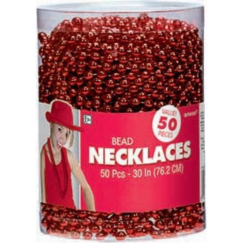 Bead Necklaces 50pcs - Red