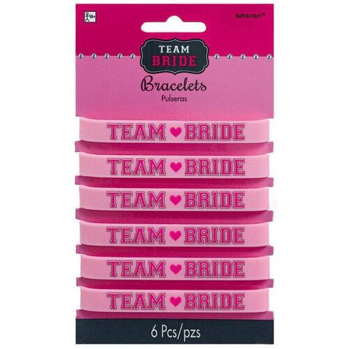 Team Bride Rubber Bracelets 6 Pack