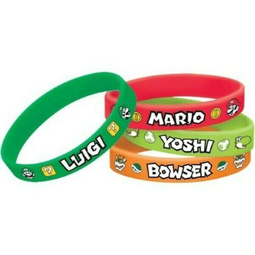 Super Mario Brothers Rubber Bracelet Favors 4 Pack
