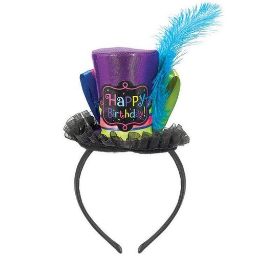 Birthday Chic Fashion Cone Hat Headband Fabric w/ribbon