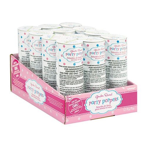 Girl or Boy? Confetti Poppers - Girl Gender Reveal 12 Pack