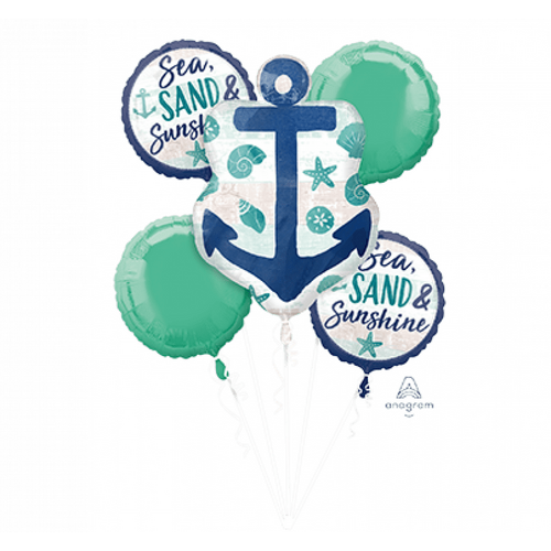 Bouquet Nautical Sea, Sand & Sunshine Foil Balloon 5 Pack