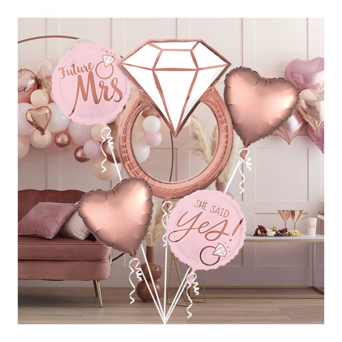 Bouquet Blush Wedding Future Mrs She Said Yes Foil Balloon 5 Pack