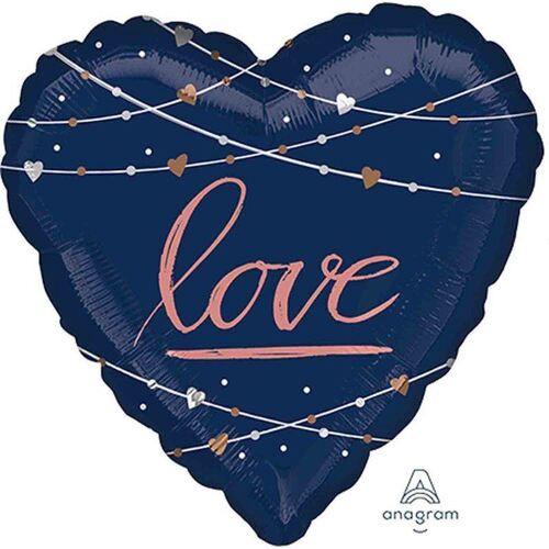 Jumbo HX Heart Navy Wedding love Foil Balloon