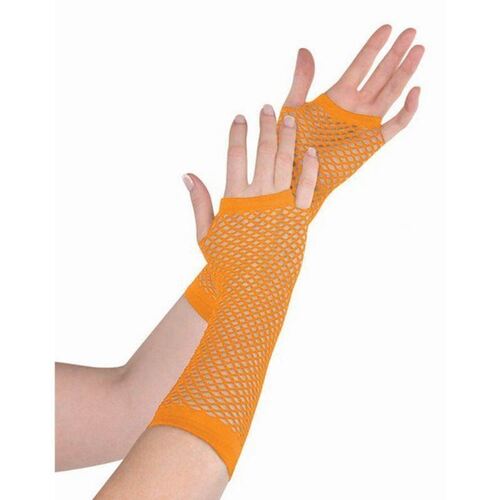 Fishnet Gloves Long - Orange