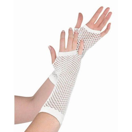 Fishnet Gloves Long - White