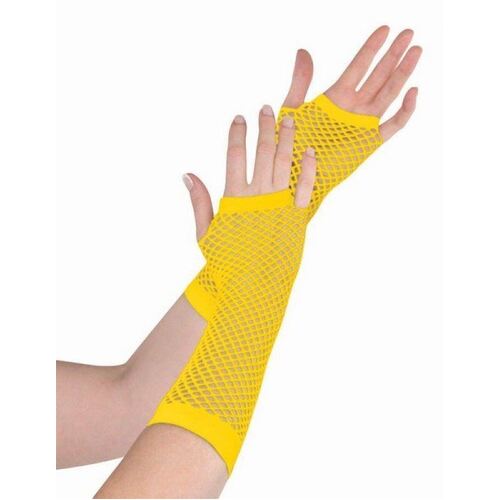Fishnet Gloves Long - Yellow