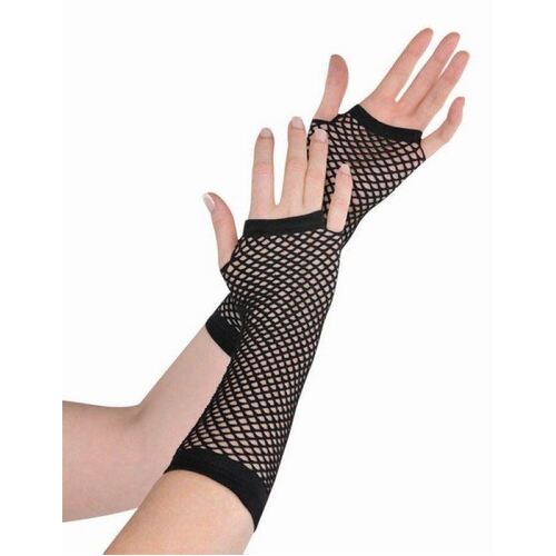 Fishnet Gloves Long - Black