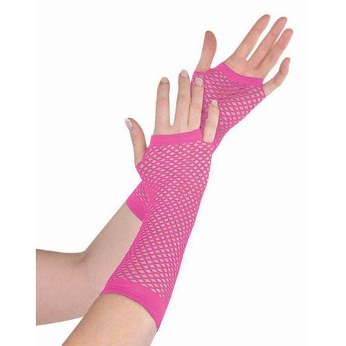 Fishnet Gloves Long - Pink