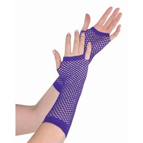 Fishnet Gloves Long - Purple