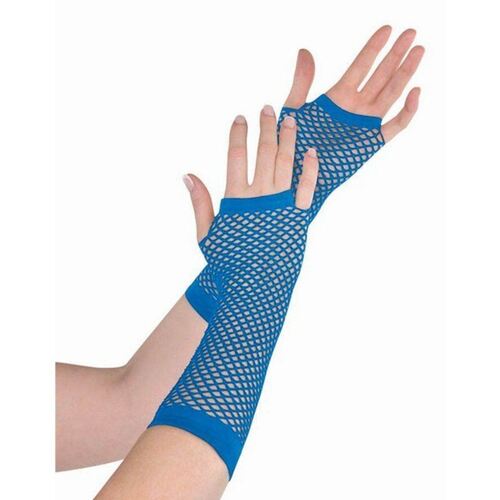 Fishnet Gloves Long - Blue