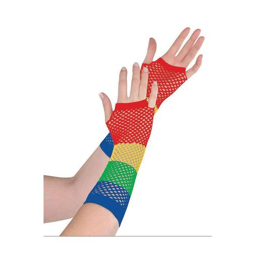 Fishnet Gloves Long Rainbow