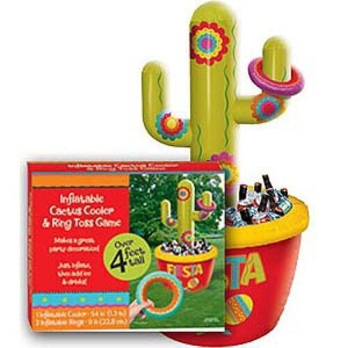 Fiesta Inflatable Cactus Jumbo Cooler & Ring Toss Game