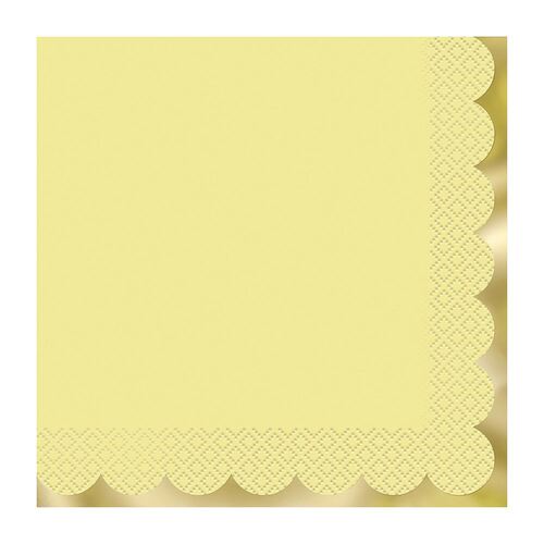 Pastel Yellow with Gold Foil Stamped Luncheon Napkins 2ply 20 Pack