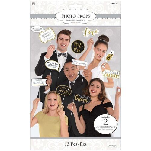 Wedding Photo Props Kit  13 Assorted Designs & Sizes 