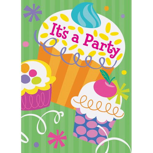 Cupcake Invitations 8 Pack