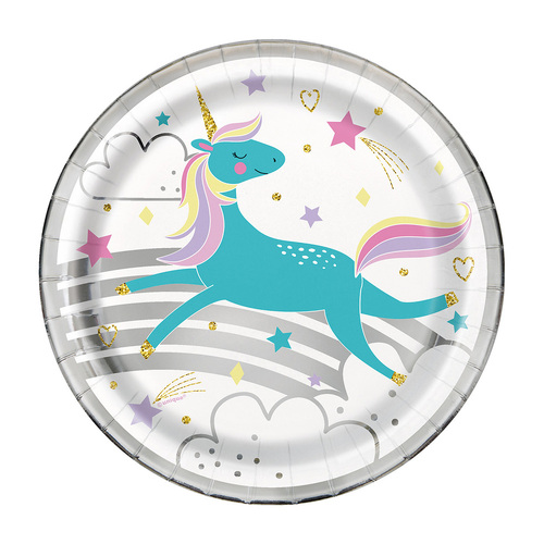 Magical Unicorn Foil Stamped Paper Plates 18cm 8 Pack