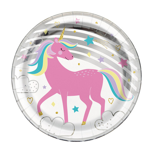 Magical Unicorn Foil Stamped Paper Plates 23cm 8 Pack