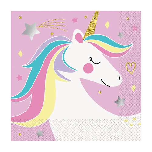 Magical Unicorn Foil Stamped Luncheon Napkins 2ply 16 Pack
