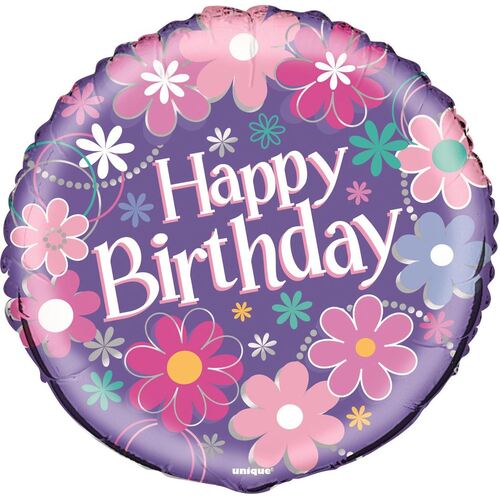 45cm Birthday Blossom  Foil Balloon Packaged
