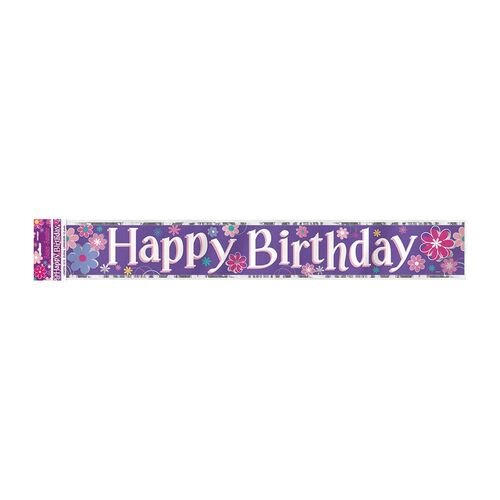 Happy Birthday Blossom Foil Banner 12ft