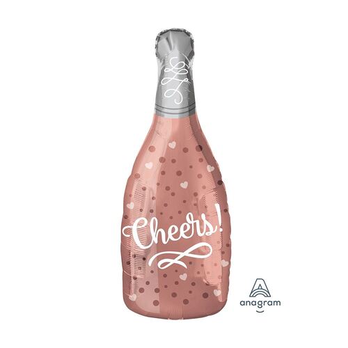 Junior Shape XL Cheers Rose Champagne Bottle  Foil Balloon