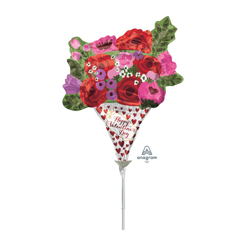Mini Shape Happy Valentine's Day Rose Bouquet Foil Balloon