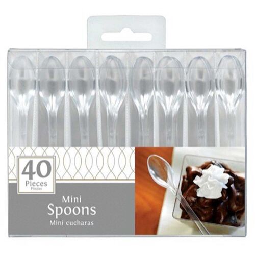 Mini Catering Spoons Clear Plastic 4/ 10cm 40 Pack
