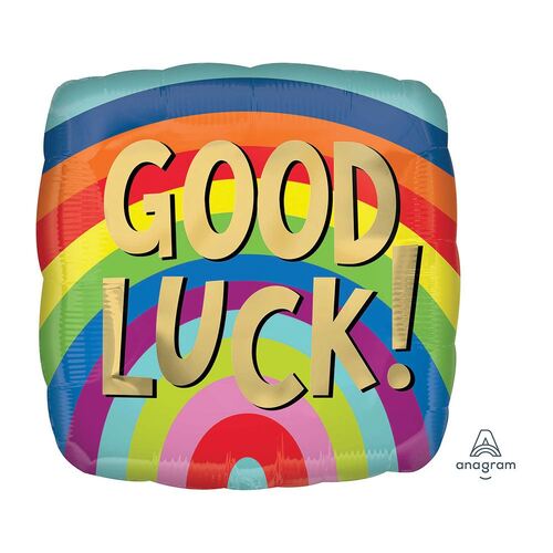 45cm Standard HX Good Luck Rainbow Stripes Foil Balloon