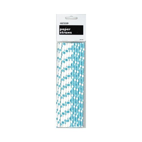 Dots Paper Straws  Caribbean Teal 20 Pack
