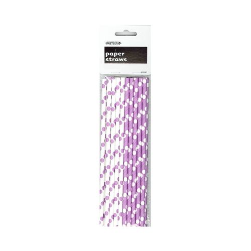 Dots Paper Straws Pretty Purple 20 Pack