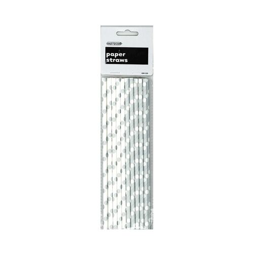Dots Paper Straws  Silver 20 Pack