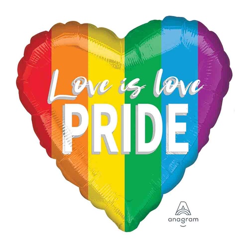 45cm Standard HX Love is Love Pride Heart Foil Balloon