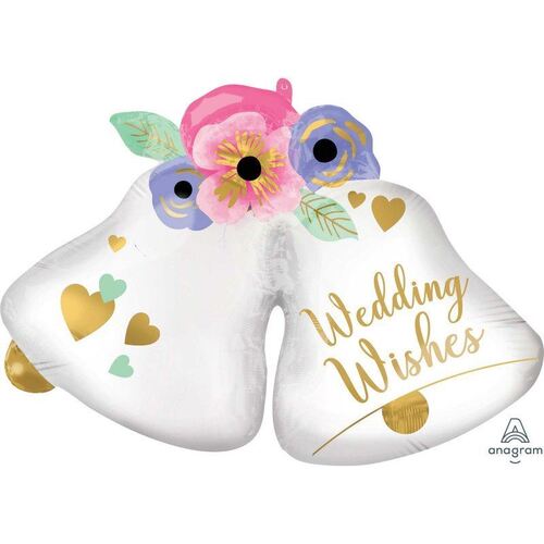 SuperShape XL Wedding Wishes Bells Foil Balloon