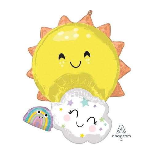 SuperShape XL Rainbow Family Sun, Cloud & Rainbow Foil Balloon