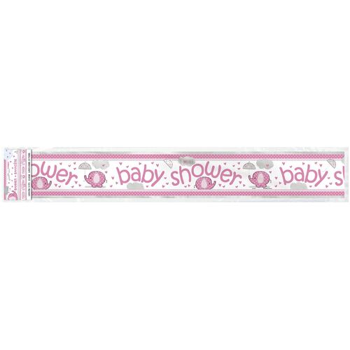 Umbrellaphant Baby Shower Pink Baby Shower Foil Banner 3.65m 