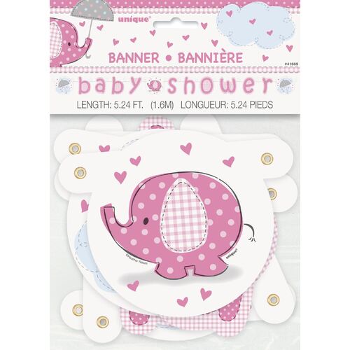 Umbrellaphant Baby Shower Pink Baby Shower Jointed Banner 1.6m 