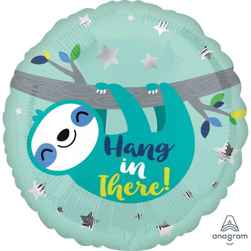 45cm Standard HX Sloth Hang In There Foil Balloon