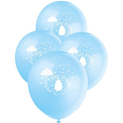 30cm Umbrellaphants Blue Printed Balloons 8 Pack