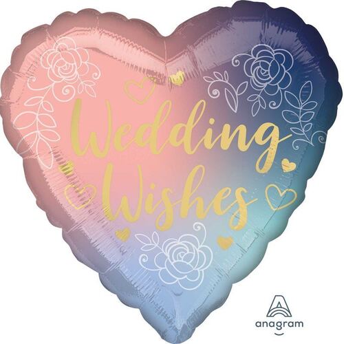 45cm Standard HX Twilight Lace Wedding Wishes Foil Balloon