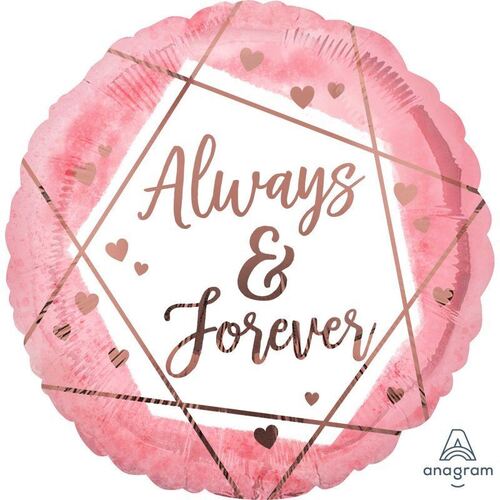 45cm Standard HX Always & Forever Watercolour Foil Balloon