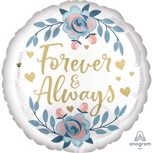 45cm Standard HX Forever & Always Roses Foil Balloon