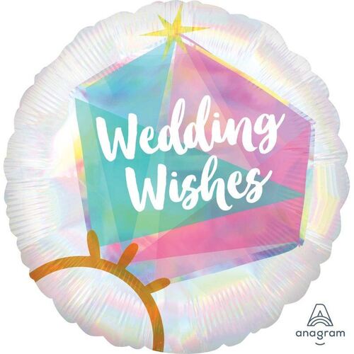 45cm Standard Wedding Ring Wedding Wishes Iridescent Holographic Foil Balloon